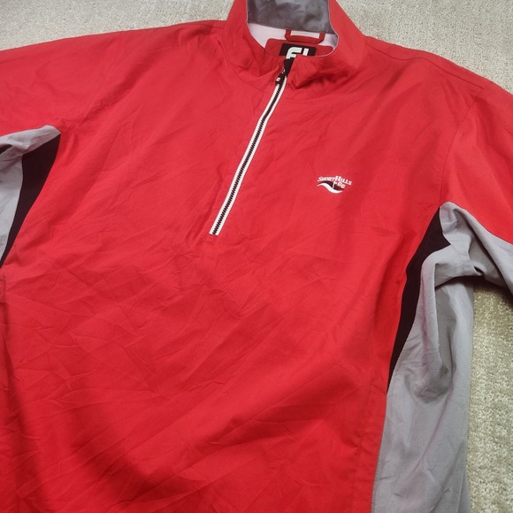 Footjoy Dryjoys Rain Jacket Men XL Short Sleeve Hydrolite Short Hills Golf Red - Picture 1 of 9